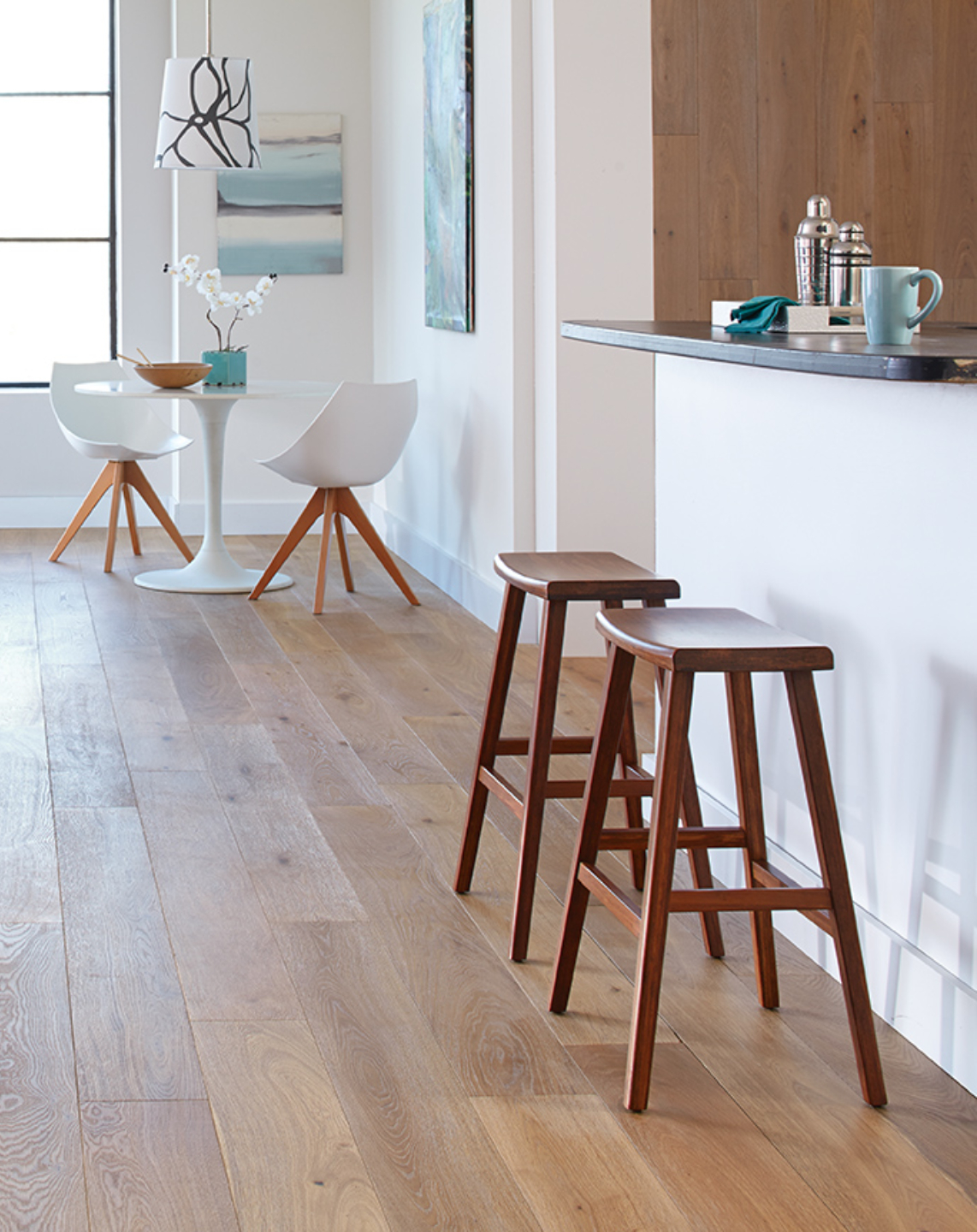 installed hardwood flooring in kitchen